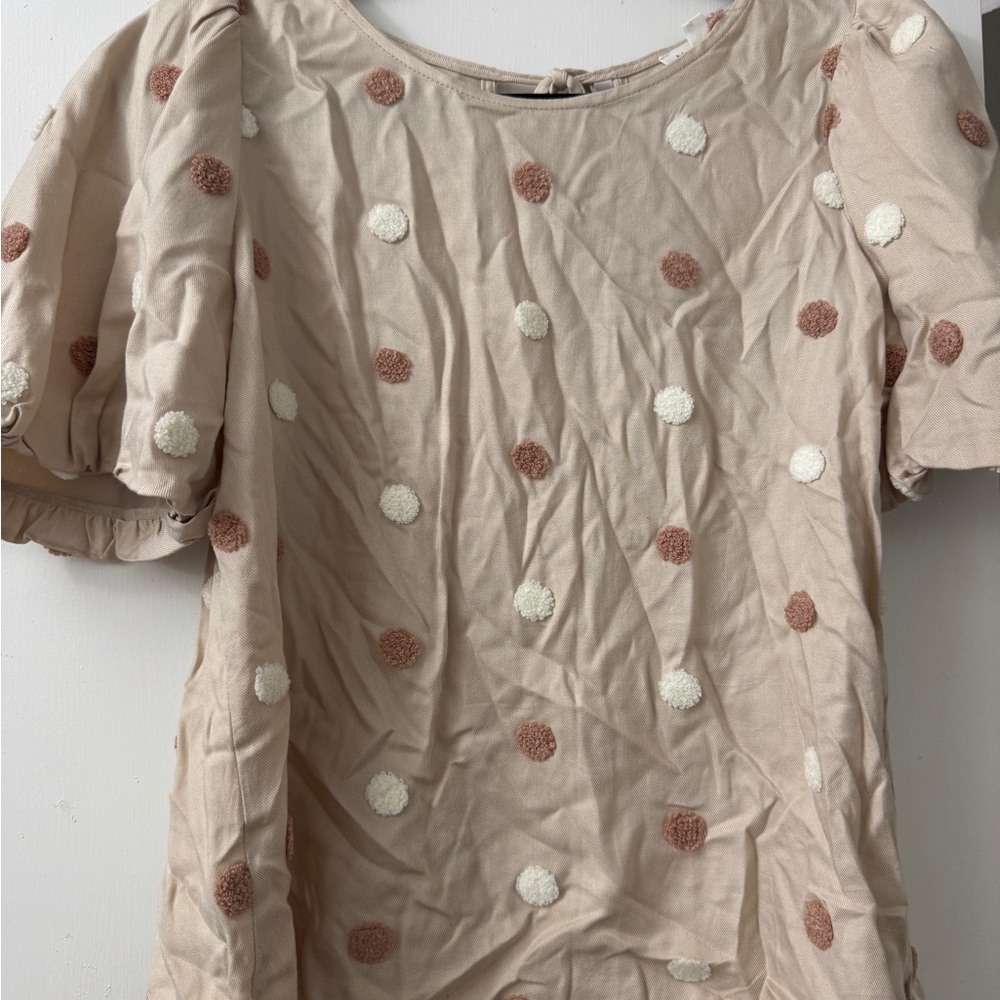 Blu Pepper Cream Flutter Sleeve Ruffled Blouse